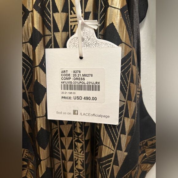 Lace the Label Black Collared Metallic Jacquard Maxi dress with embroidery S NWT - Picture 3 of 3